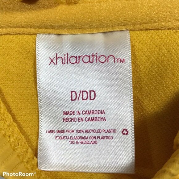 Xhilaration Womens Size D/DD Swim Bandeau Bikini Top Ribbed Yellow Missing Strap - Picture 5 of 11